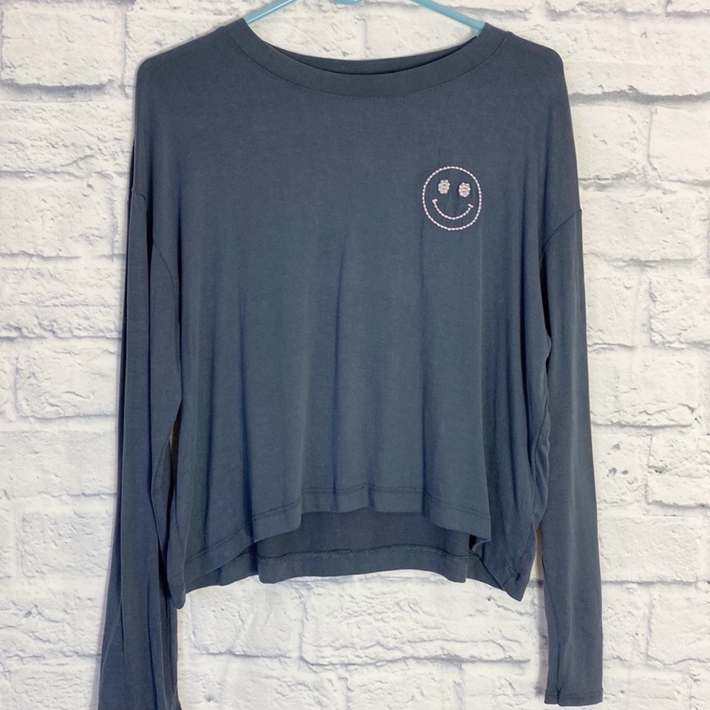 Vintage Havana gray smiley face Have a Good Day long sleeve tee small